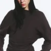 Plissiertes Langarmshirt – Dunkelbraun Plissiertes Langarmshirt – Dunkelbraun