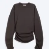 Plissiertes Langarmshirt – Dunkelbraun Plissiertes Langarmshirt – Dunkelbraun