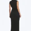 Plissiertes, ärmelloses Maxikleid – Schwarz Plissiertes, ärmelloses Maxikleid – Schwarz