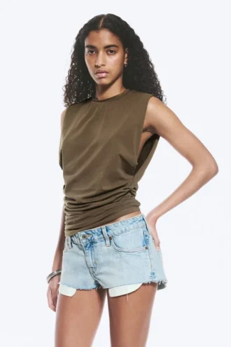 Plissiertes Tanktop – Dark Mole