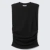 Plissiertes Tanktop – Schwarz Plissiertes Tanktop – Schwarz