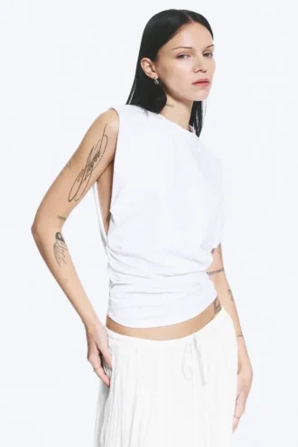 Plissiertes Tanktop – Weiß