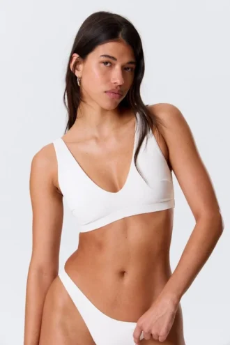 Plunge-Bikini-Oberteil zum Hineinschlüpfen – Weiß