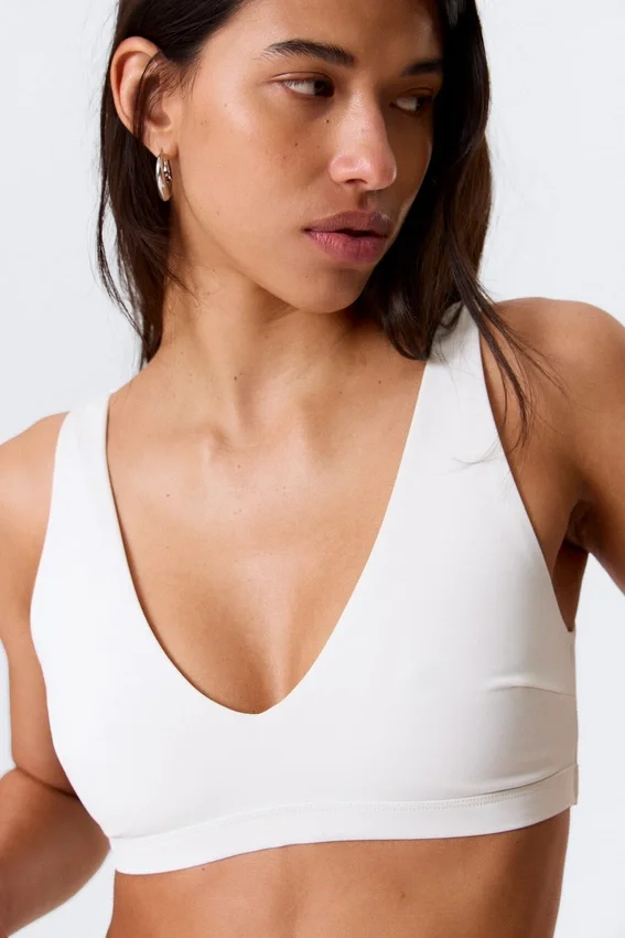 Plunge-Bikini-Oberteil zum Hineinschlüpfen – Weiß Plunge-Bikini-Oberteil zum Hineinschlüpfen – Weiß
