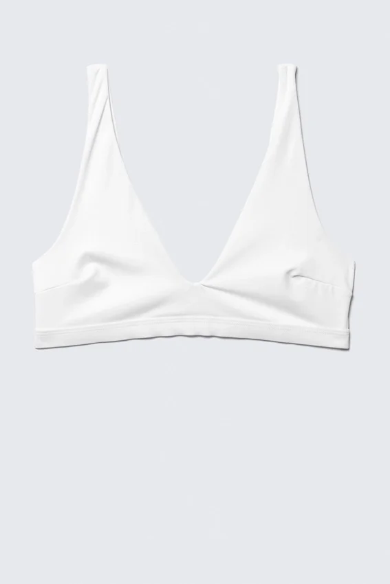 Plunge-Bikini-Oberteil zum Hineinschlüpfen – Weiß Plunge-Bikini-Oberteil zum Hineinschlüpfen – Weiß