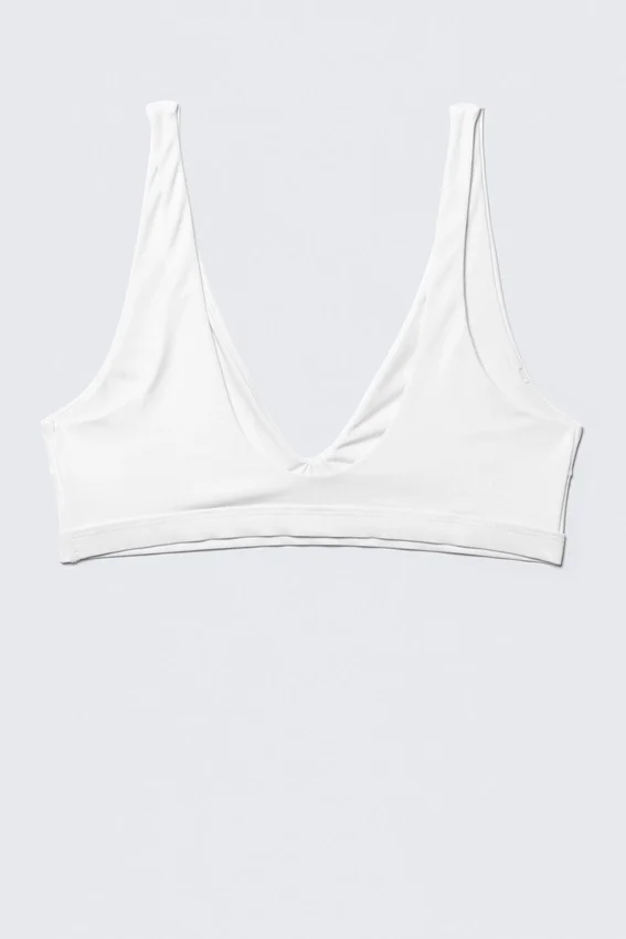 Plunge-Bikini-Oberteil zum Hineinschlüpfen – Weiß Plunge-Bikini-Oberteil zum Hineinschlüpfen – Weiß