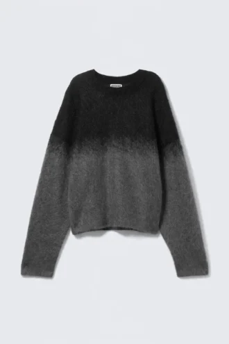 Pullover aus verblichener Mohairmischung – Schwarz/Grau verlaufen