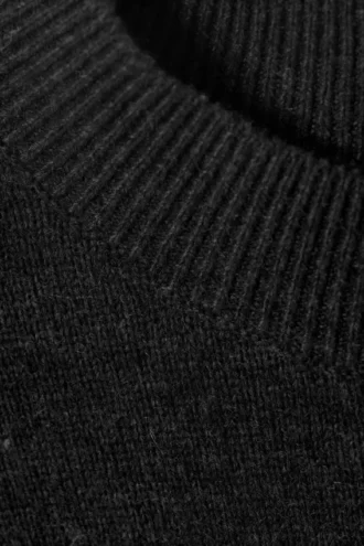 Pullover aus Wollmischung mit Rundhalsausschnitt und normaler Passform – Schwarz