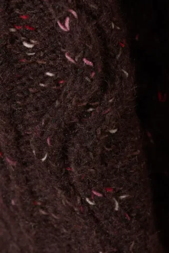 Pullover mit langem Zopfmuster und Struktur – Dunkelviolett – Rosa Noppen