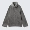 Pullover mit Trichterkragen aus Mohair-Mischung – Dunkelgrau meliert Pullover mit Trichterkragen aus Mohair-Mischung – Dunkelgrau meliert