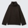 Pullover mit Trichterkragen aus Mohairmischung – Dunkelbraun meliert Pullover mit Trichterkragen aus Mohairmischung – Dunkelbraun meliert