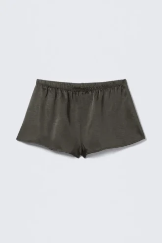 Pyjama-Boxershorts aus gewaschenem Satin – gewaschenes Dunkelgrau