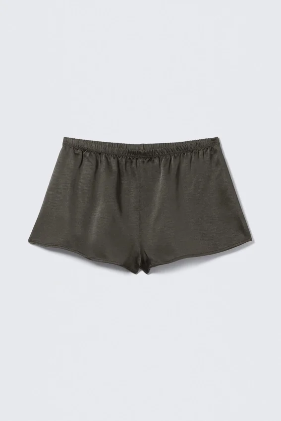 Pyjama-Boxershorts aus gewaschenem Satin – gewaschenes Dunkelgrau Pyjama-Boxershorts aus gewaschenem Satin – gewaschenes Dunkelgrau