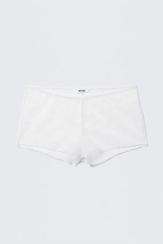 Pyjama-Boxershorts aus Spitze – Weiß Pyjama-Boxershorts aus Spitze – Weiß
