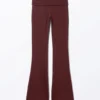 Pyjama-Hose mit niedriger Taille und ausgestelltem Bein – Dunkelrot Pyjama-Hose mit niedriger Taille und ausgestelltem Bein – Dunkelrot