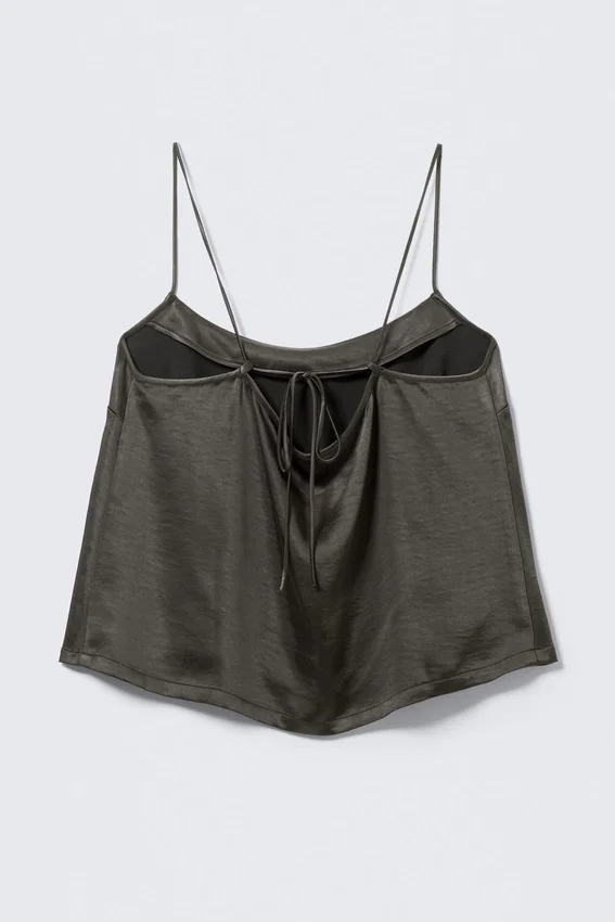 Pyjama-Oberteil aus gewaschenem Satin – gewaschenes Dunkelgrau Pyjama-Oberteil aus gewaschenem Satin – gewaschenes Dunkelgrau