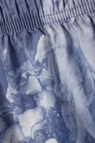 Pyjama-Shorts aus bedrucktem Popeline mit mittlerer Leibhöhe – Blau – Baroque Collage