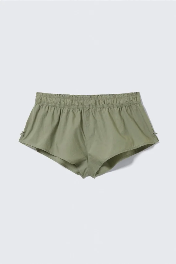 Pyjama-Slip aus Baumwollpopeline mit mittlerer Leibhöhe – Khaki-Grün Pyjama-Slip aus Baumwollpopeline mit mittlerer Leibhöhe – Khaki-Grün