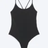 Racerback-Badeanzug – Schwarz