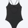 Racerback-Badeanzug – Schwarz