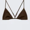 Racerback-Triangel-Bikini-Oberteil – Dunkelbraun Racerback-Triangel-Bikini-Oberteil – Dunkelbraun
