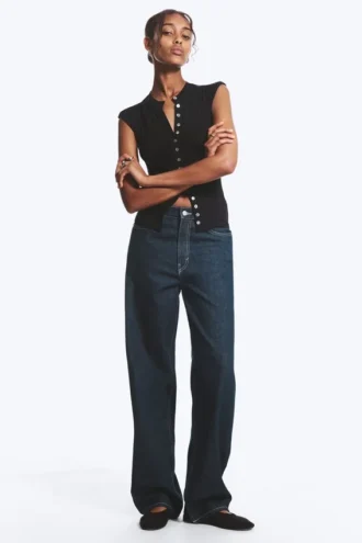 Rail Mid Rise Loose Wide Jeans – Blue Rinse – Dunkelblau