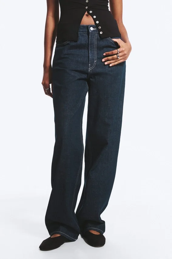 Rail Mid Rise Loose Wide Jeans – Blue Rinse – Dunkelblau Rail Mid Rise Loose Wide Jeans – Blue Rinse – Dunkelblau