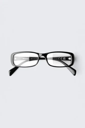 Rechteckige Blaulichtbrille – Schwarz
