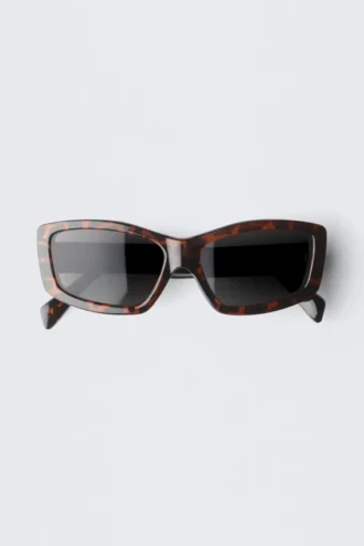 Rechteckige, halbbreite Sonnenbrille – Braun-Schildpatt