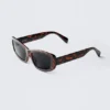 Rechteckige, halbbreite Sonnenbrille – Braun-Schildpatt Rechteckige, halbbreite Sonnenbrille – Braun-Schildpatt