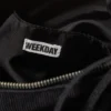 Rechteckige Schultertasche aus Cord – Schwarz
