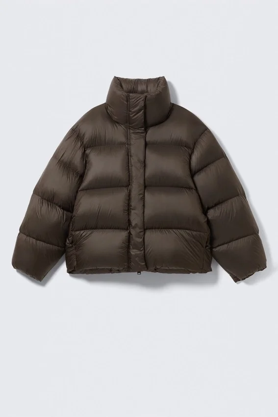 Recycelte Daunen-Pufferjacke – Dunkelbraun Recycelte Daunen-Pufferjacke – Dunkelbraun