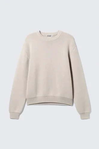 Regular-Fit-Pullover aus Baumwollstrick – Schmutzweiß Regular-Fit-Pullover aus Baumwollstrick – Schmutzweiß