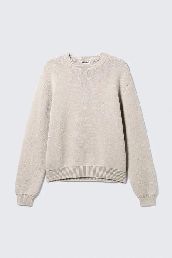 Regular-Fit-Pullover aus Baumwollstrick – Schmutzweiß Regular-Fit-Pullover aus Baumwollstrick – Schmutzweiß