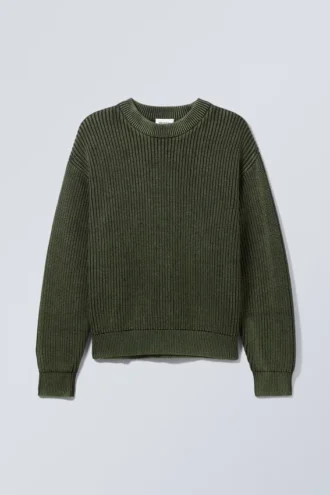 Regular Heavy Knit Pullover – Mittelgrün Regular Heavy Knit Pullover – Mittelgrün