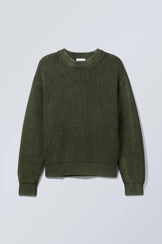 Regular Heavy Knit Pullover – Mittelgrün Regular Heavy Knit Pullover – Mittelgrün