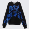 Regular Jacquard-Strickpullover mit Print – Schwarz – Blau (Sprühfarbe)