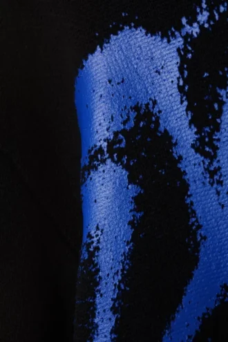 Regular Jacquard-Strickpullover mit Print – Schwarz – Blau (Sprühfarbe) Regular Jacquard-Strickpullover mit Print – Schwarz – Blau (Sprühfarbe)
