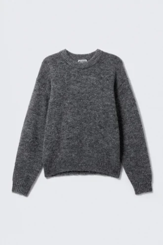 Regulärer Strickpullover aus Wollmischung – Dunkelgrau