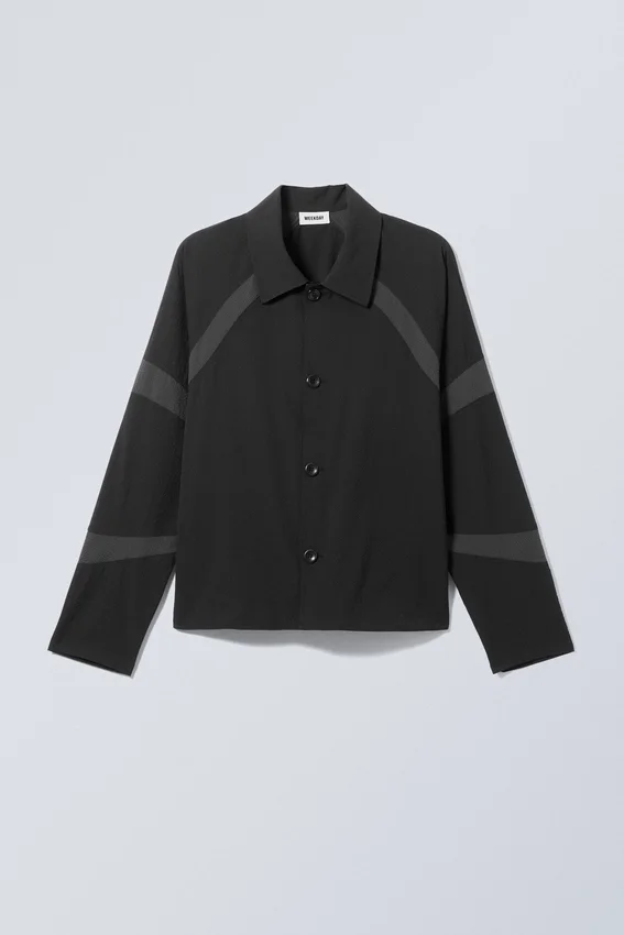 Relaxed-Fit-Overshirt mit Raglanärmeln und Einsätzen – Schwarz Relaxed-Fit-Overshirt mit Raglanärmeln und Einsätzen – Schwarz