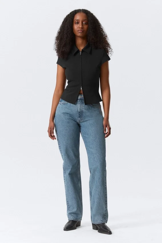 Resolute Curve High Waisted Regular Straight Jeans – 90S Blue – Medium Blue Resolute Curve High Waisted Regular Straight Jeans – 90S Blue – Medium Blue