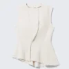 Ärmelloses, asymmetrisches Peplum-Oberteil – Weiß Ärmelloses, asymmetrisches Peplum-Oberteil – Weiß