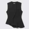 Ärmelloses, asymmetrisches Peplum-Top – Dunkelgrau Ärmelloses, asymmetrisches Peplum-Top – Dunkelgrau