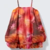 Ärmelloses Ballon-Minikleid – Rot & Orange – Calypso-Blume Ärmelloses Ballon-Minikleid – Rot & Orange – Calypso-Blume