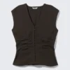 Ärmelloses Crinkle-Top – Dunkelbraun Ärmelloses Crinkle-Top – Dunkelbraun