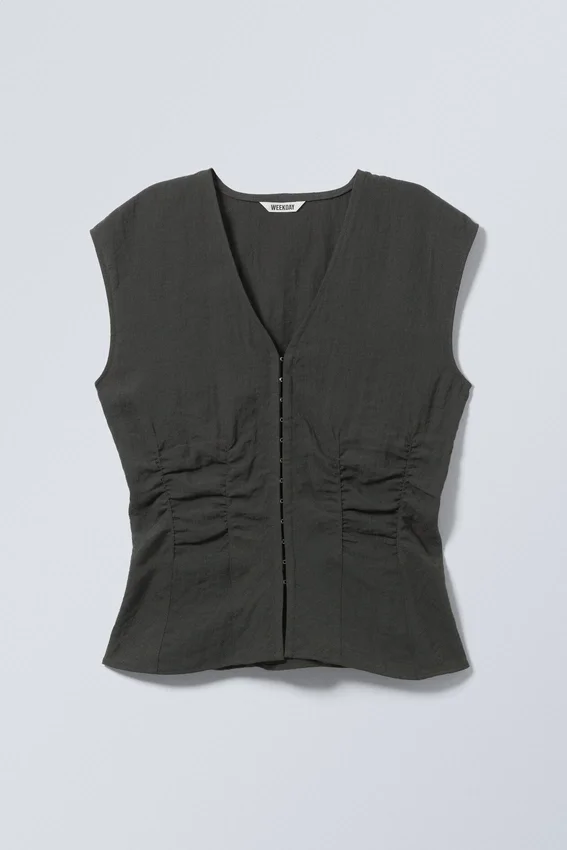 Ärmelloses Crinkle-Top – Dunkelgrau Ärmelloses Crinkle-Top – Dunkelgrau
