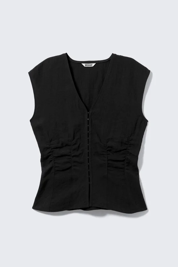 Ärmelloses Crinkle-Top – Schwarz Ärmelloses Crinkle-Top – Schwarz