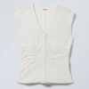 Ärmelloses Crinkle-Top – Weiß