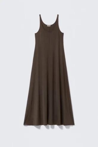 Ärmelloses Maxikleid – Dunkelbraun