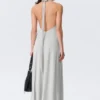 Ärmelloses Maxikleid mit Neckholder – Hellbeige